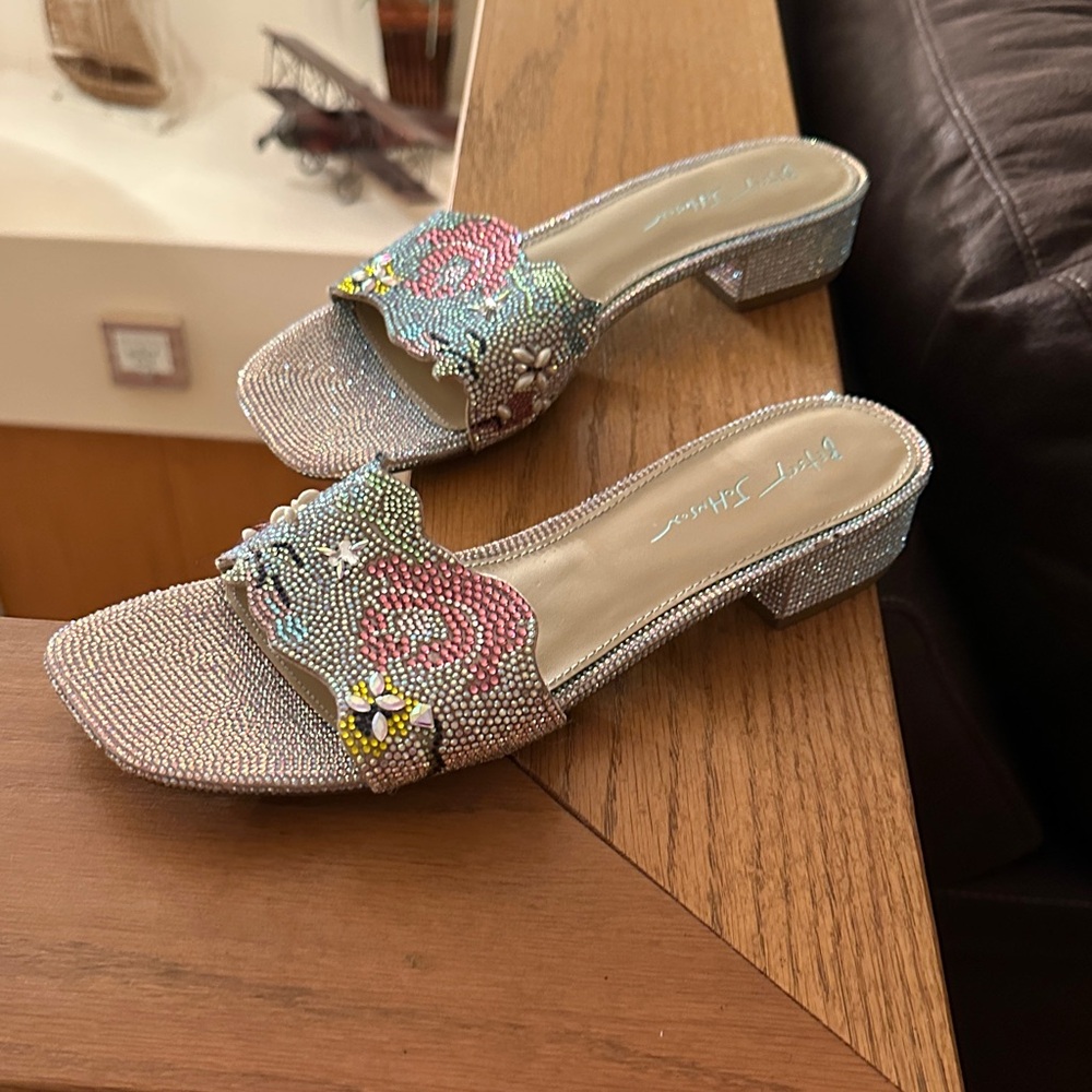 Blue by Betsey Johnson Lins Rhinestone Embellished Dress Slides